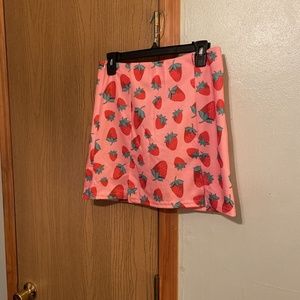 Shein Medium Multi-Color w/Strawberry Print Mini A-Line Skirt - EUC